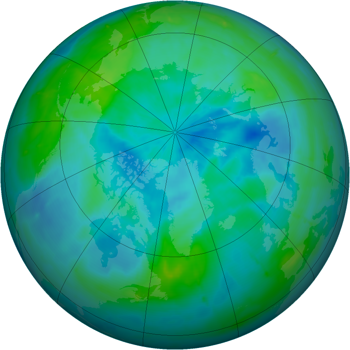 Arctic ozone map for 16 September 2009